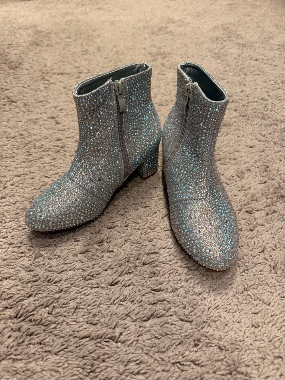Link Kids Silver Crystal-Embellished Ankle Boots Size 2